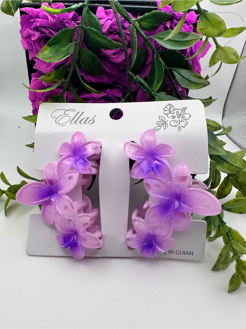 Purple Flower Hair Accessories Claw Clips
